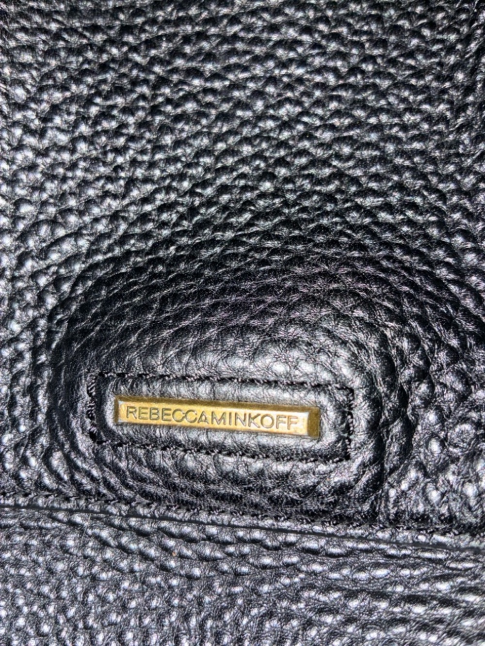 Rebecca Minkoff Black Pebbled Leather Shoulder Bag with Brass Hardware MSRP $378 - Picture 6 of 16